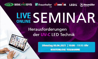 Kostenloses Live-Online-Seminar: Herausforderungen der UV-C LED Technik