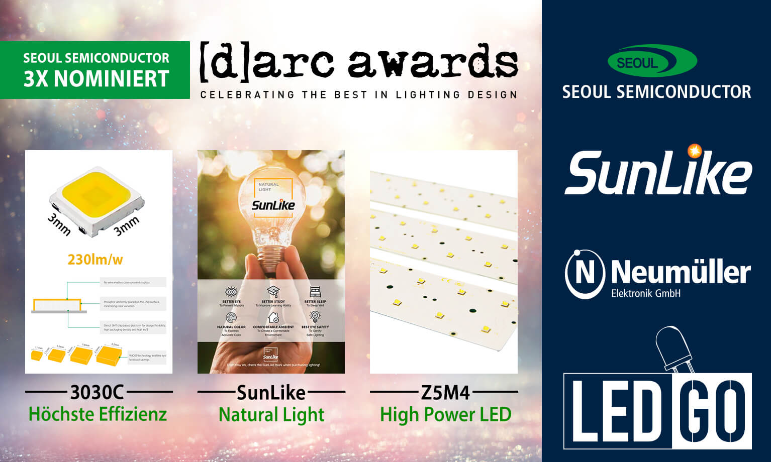 3 Produkte von Seoul Semiconductor wurden für den darc Awards nominiert